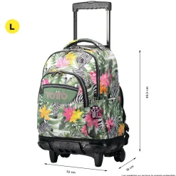 Totto - Mochila escolar con ruedas tropical cebras Renglones