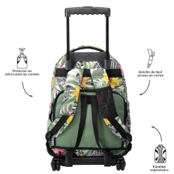Totto - Mochila escolar con ruedas tropical cebras Renglones