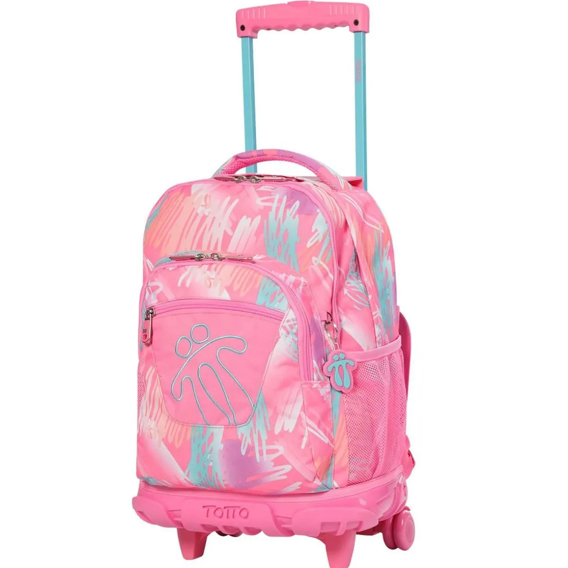 Totto - Mochila escolar con ruedas Renglones - Rosa