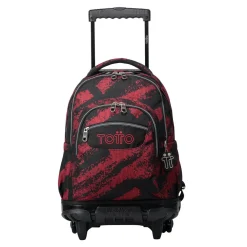 Totto - Mochila escolar con ruedas tiza roja Renglones