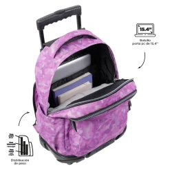 Totto - Mochila escolar con ruedas camuflaje rosa Renglones