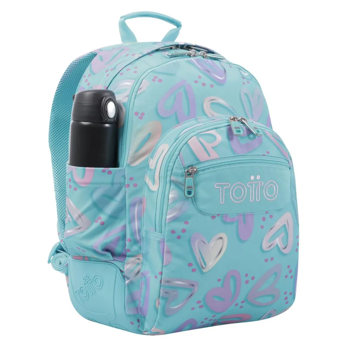 Totto - Mochila escolar corazones pintados Rayol