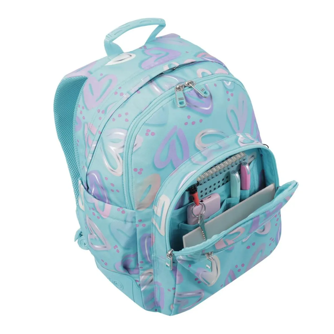Totto - Mochila escolar corazones pintados Rayol
