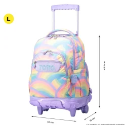 Totto - Mochila escolar con ruedas arcoíris Renglones