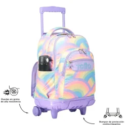 Totto - Mochila escolar con ruedas arcoíris Renglones