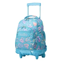 Totto - Mochila escolar con ruedas corazones pintados Renglones