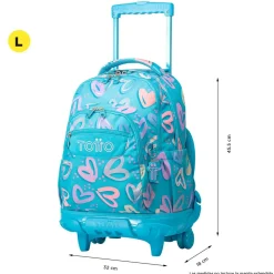 Totto - Mochila escolar con ruedas corazones pintados Renglones