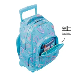 Totto - Mochila escolar con ruedas corazones pintados Renglones