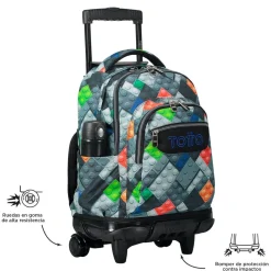 Totto - Mochila escolar con ruedas bloques Renglones