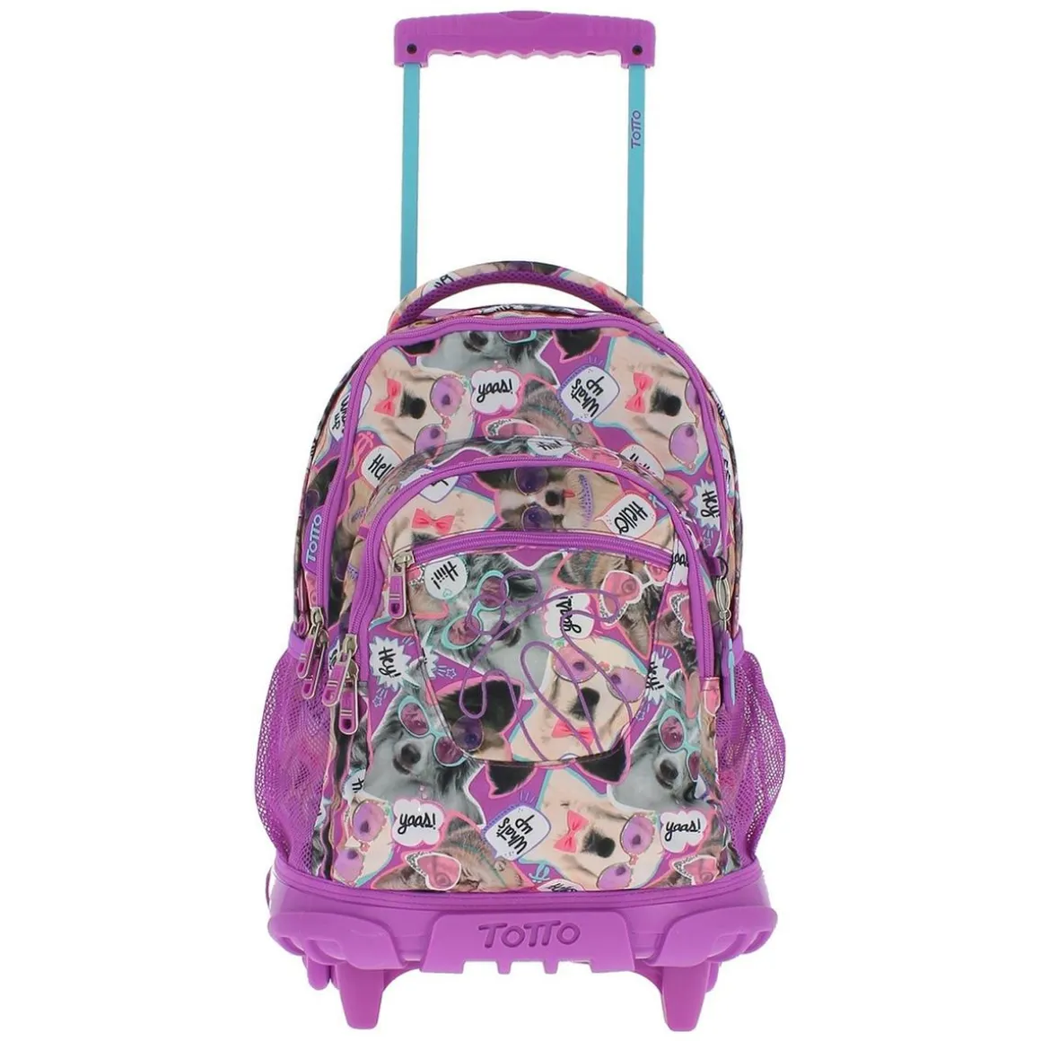 Totto - Mochila escolar con ruedas Renglones - Perritos