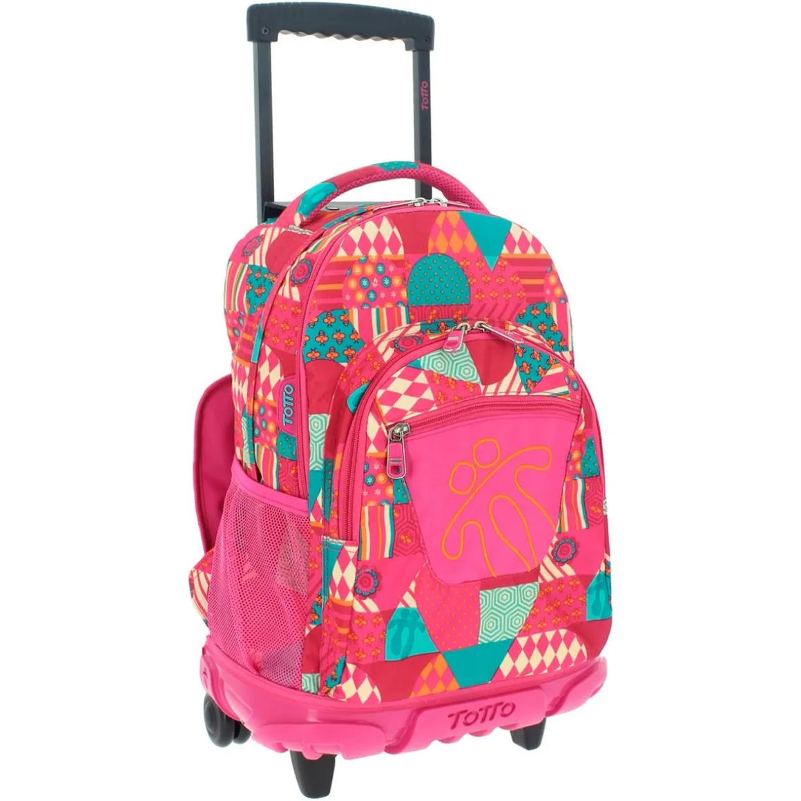 Totto - Mochila escolar con ruedas Renglones - Rosa