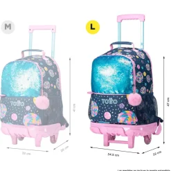 Totto - Mochila escolar con ruedas grande Sweet Candy