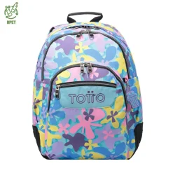 Totto - Mochila escolar flores hawaianas Crayoles