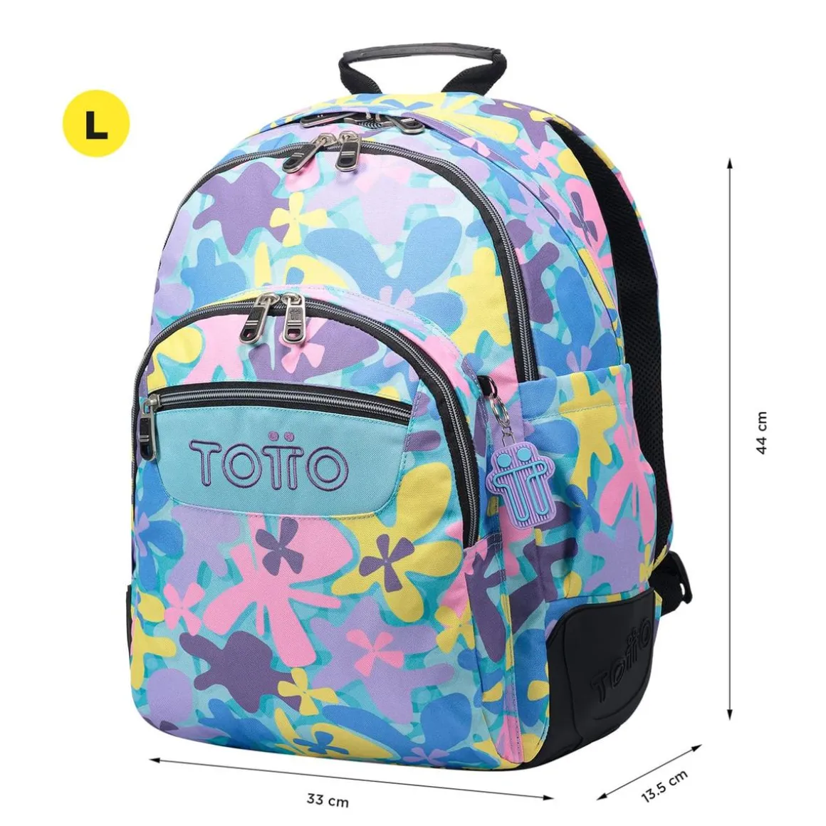Totto - Mochila escolar flores hawaianas Crayoles