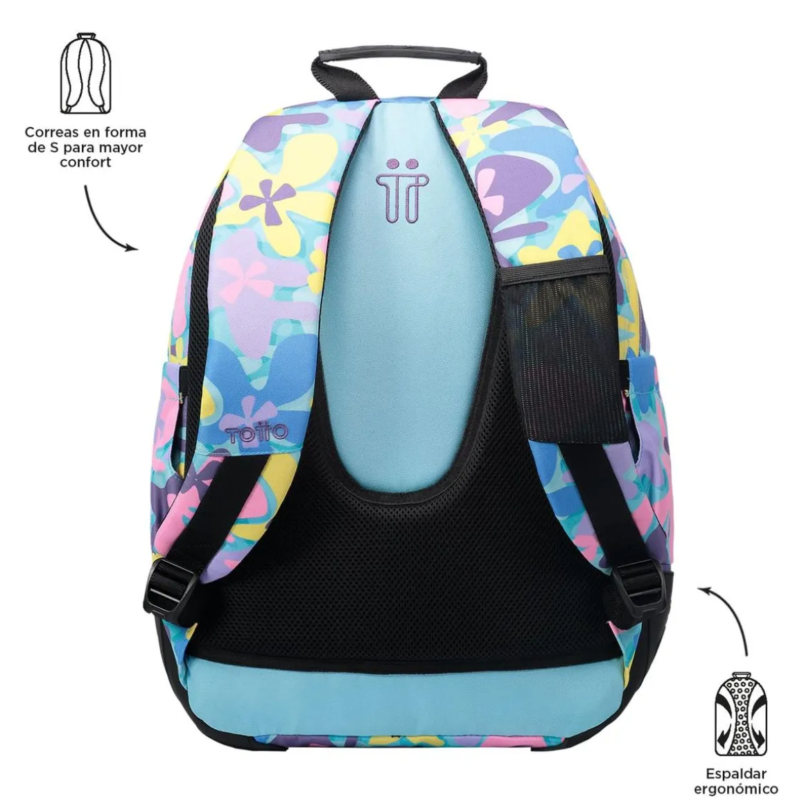 Totto - Mochila escolar flores hawaianas Crayoles