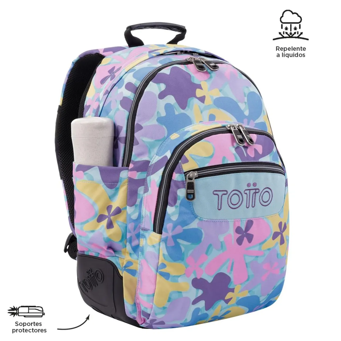 Totto - Mochila escolar flores hawaianas Crayoles