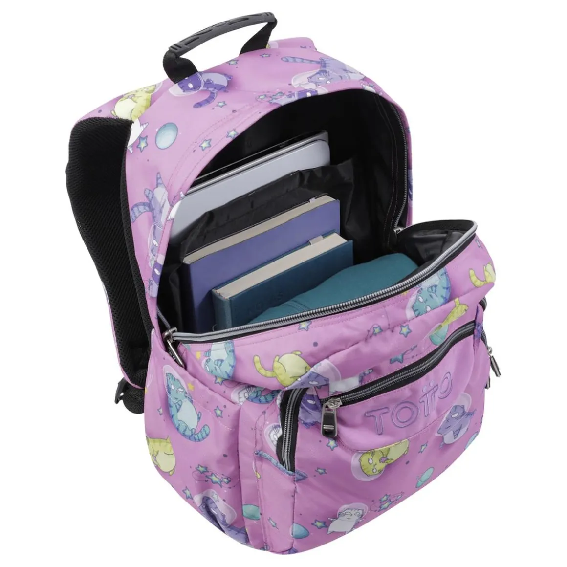 Totto - Mochila escolar gatos astronautas Acuarela