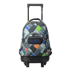 Totto - Mochila escolar pequeña ruedas bloques Resma