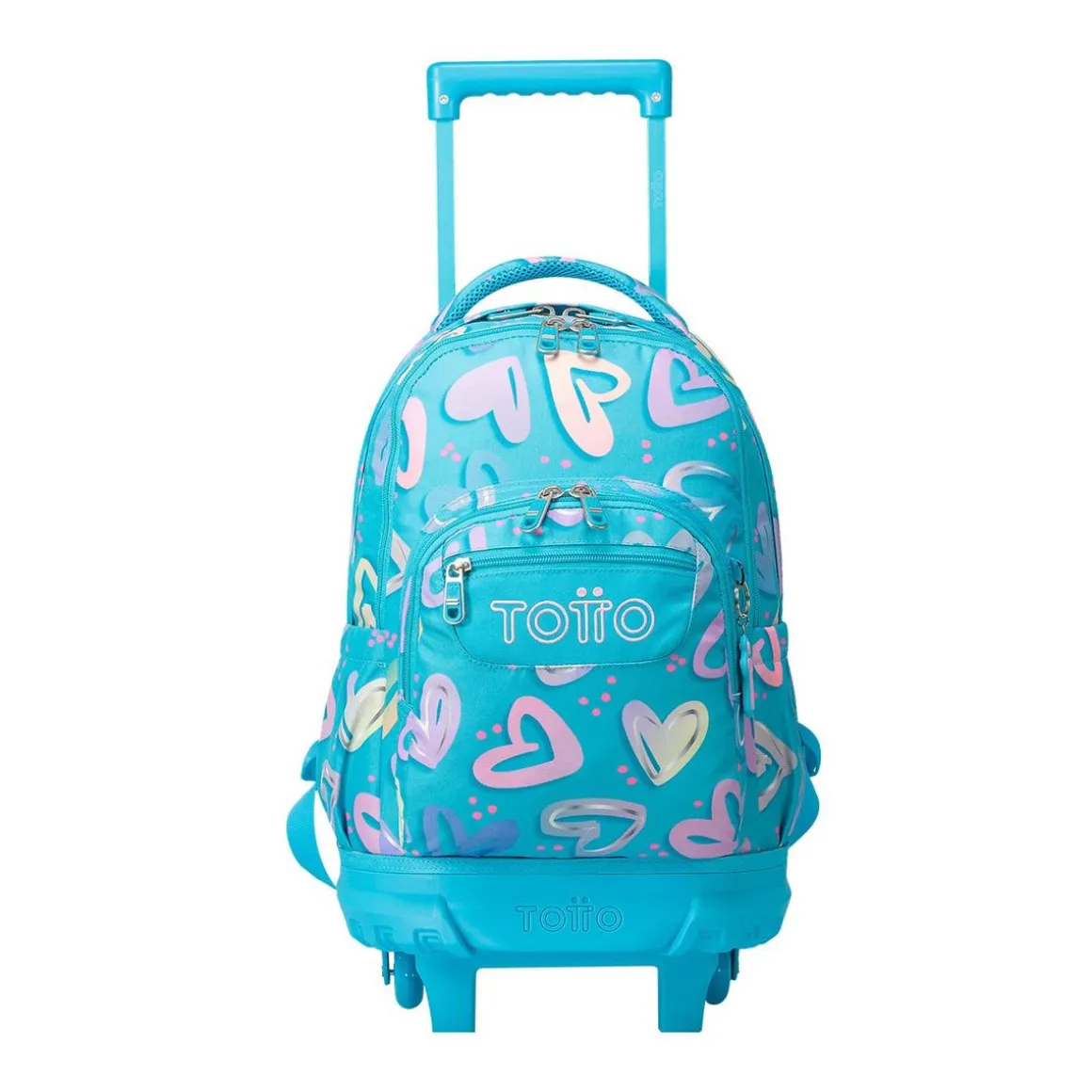 Totto - Mochila escolar pequeña ruedas corazones pintados Resma