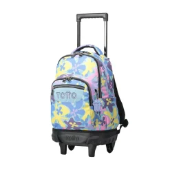 Totto - Mochila escolar pequeña ruedas flores hawaianas Resma