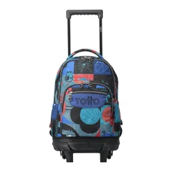 Totto - Mochila escolar pequeña ruedas cyber monstruos Resma