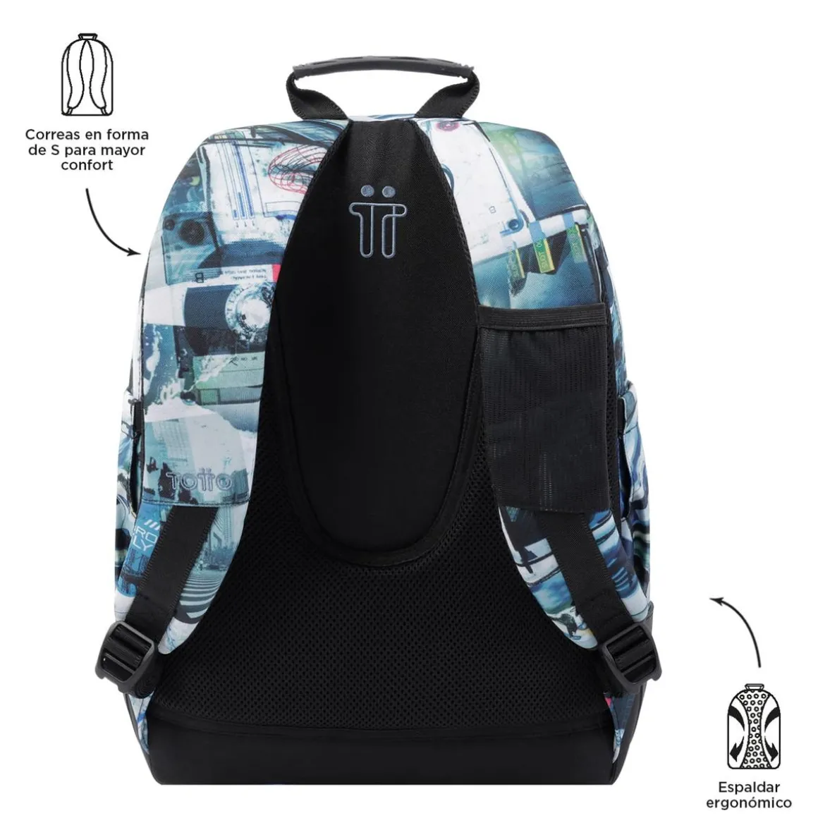 Totto - Mochila escolar postales y casetes Crayoles