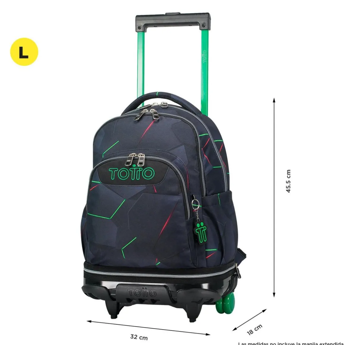 Totto - Mochila escolar ruedas desmontable fractal Tiza