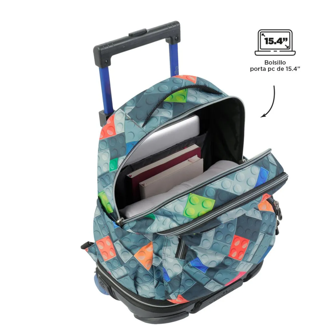 Totto - Mochila escolar ruedas desmontable bloques Tiza