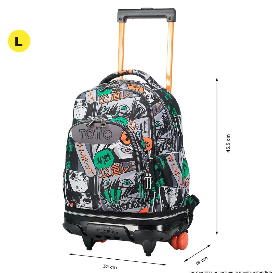 Totto - Mochila escolar ruedas desmontable manga Tiza