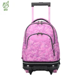 Totto - Mochila escolar ruedas desmontable camuflaje rosa Tiza