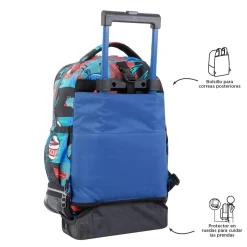 Totto - Mochila escolar ruedas desmontable cyber monstruos Tiza