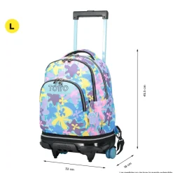 Totto - Mochila escolar ruedas desmontable flores hawaianas Tiza