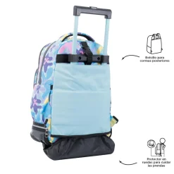 Totto - Mochila escolar ruedas desmontable flores hawaianas Tiza