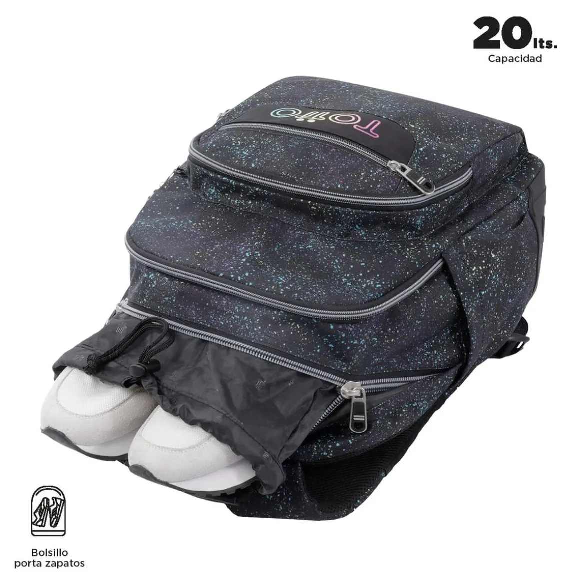 Totto - Mochila escolar salpicado color Crayoles