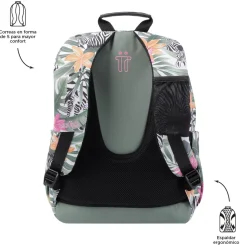 Totto - Mochila escolar tropical cebras Acuarela