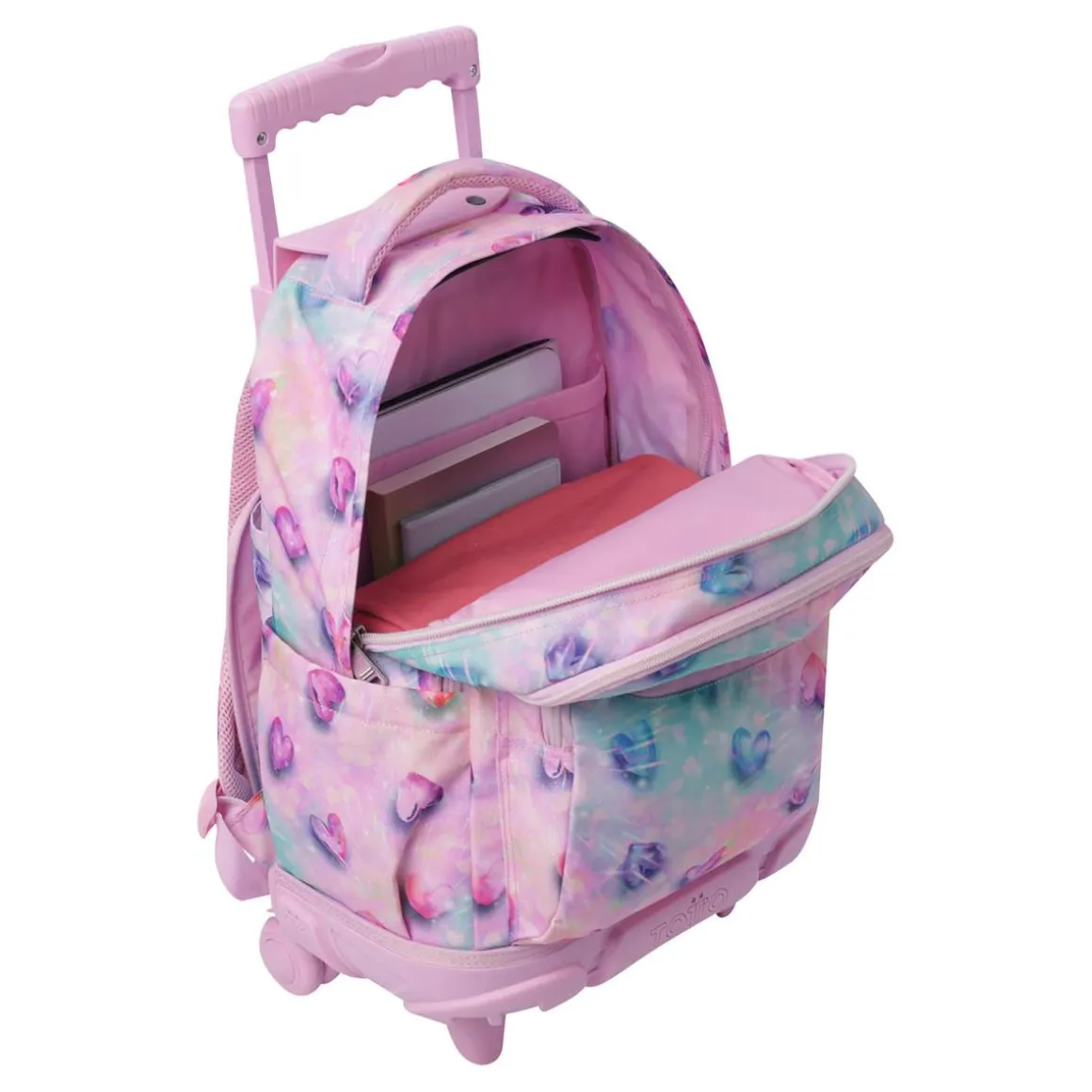 Totto - Mochila Renglones con ruedas Glitter Shiny Heart