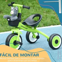 Triciclo con timbre y cesta Verde