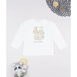 T-shirt niña blanca estampado mapache