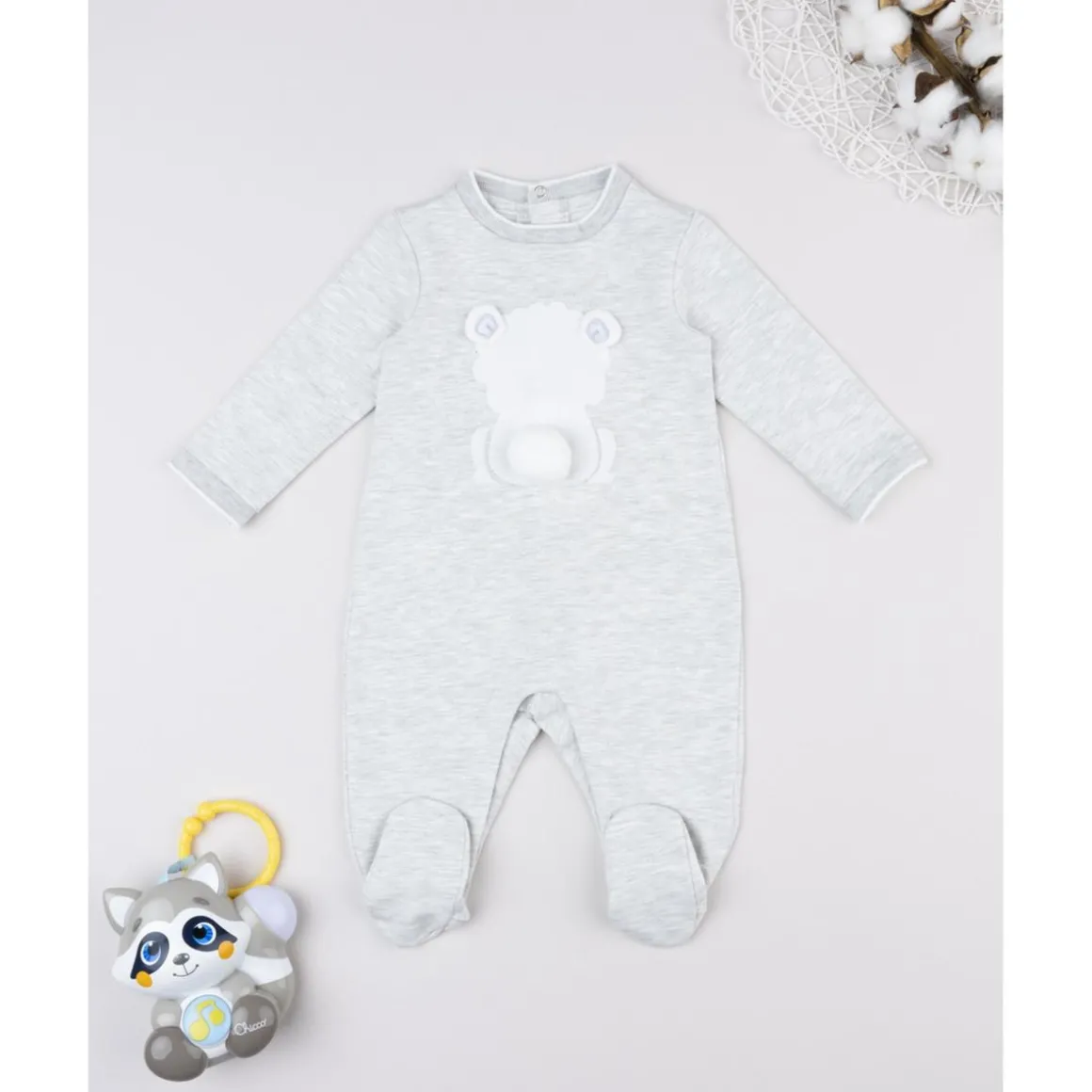 Tutina bebé gris con estampado