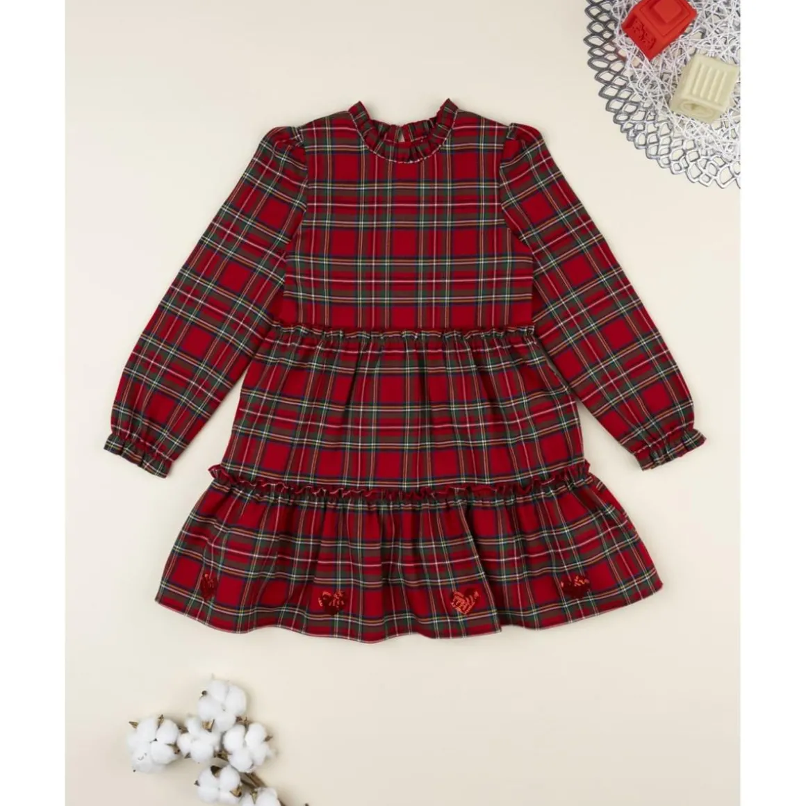 Vestido niña tartán rojo con cremallera trasera