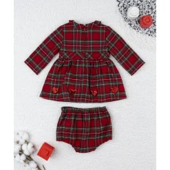 Vestido niña tartán rojo con culotte a juego