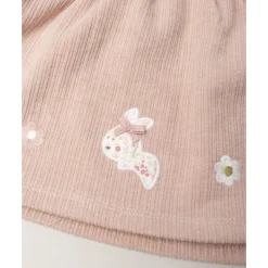 Vestido tipo peto de niña en rosa con conejitos