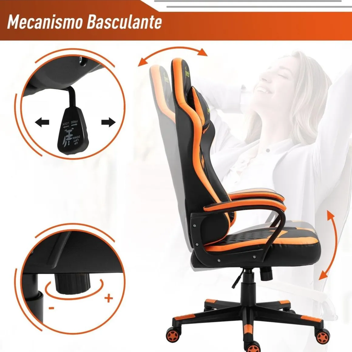Vinsetto - Silla Gaming naranja-negro